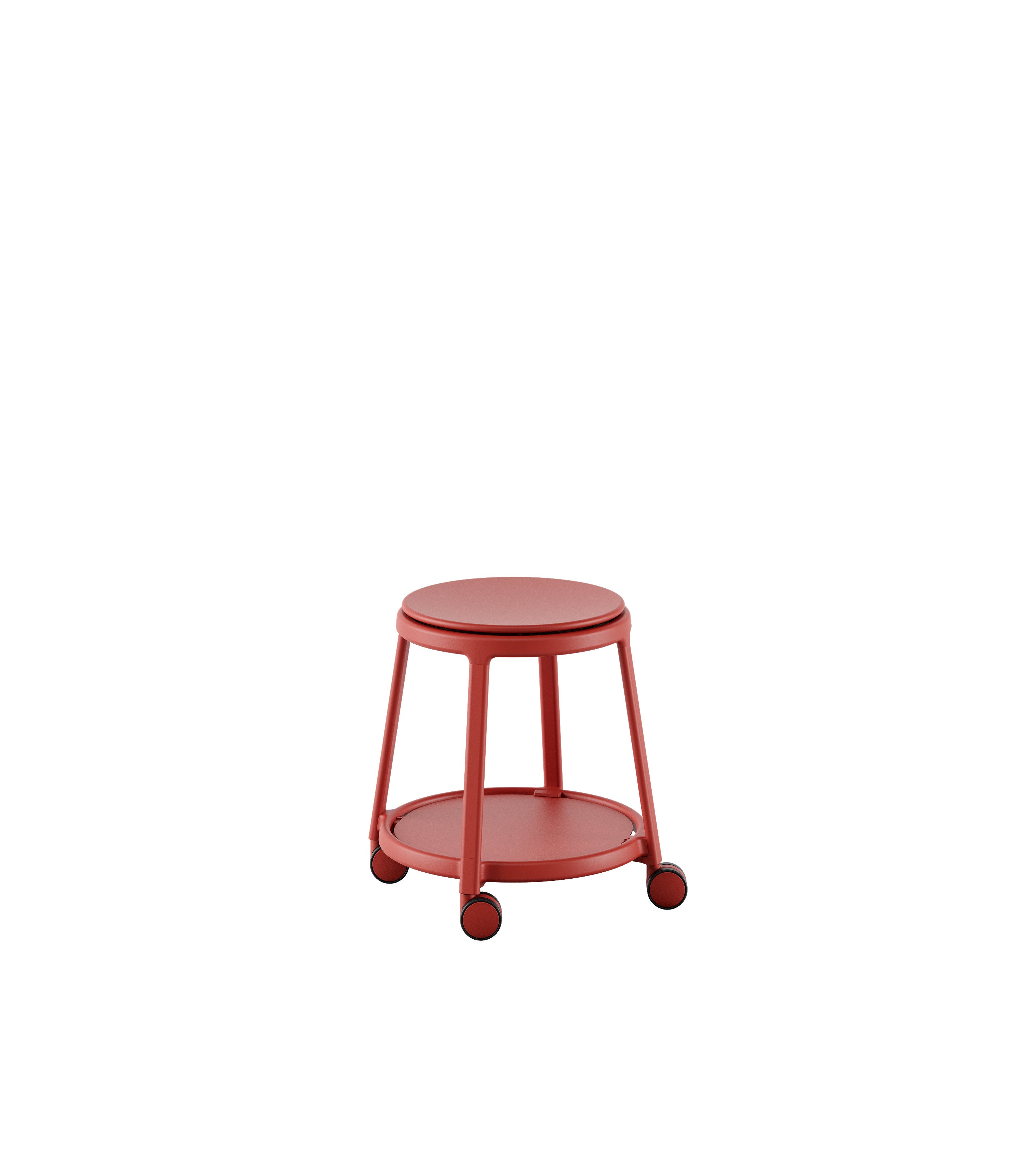 ROUND&ROLL drehbare Sitzfläche aus Polypropylen, fahrbar aus der Kategorie Hocker