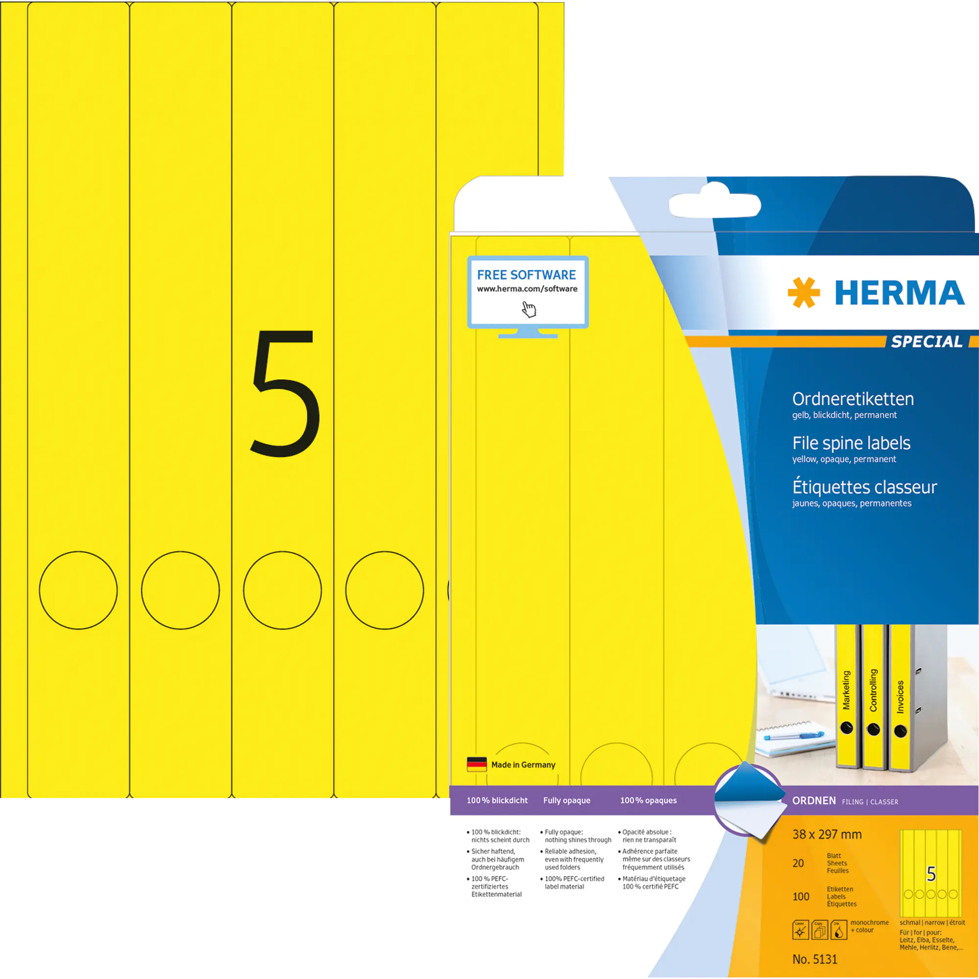 Herma Ordneretiketten DIN A4 38x297mm ge 100 St. aus der Kategorie Ordnerzubehör