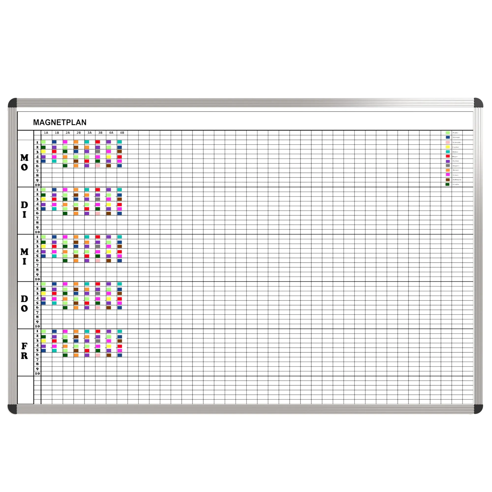 Klassen-Plantafel, 10 Stunden Mo-Fr, für 40 Klassen, 103x177 cm, aus der Kategorie Klassenplan-Tafeln 10h