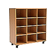 Klassenraumregal,  98 cm hoch,  98x40 cm (B/T), 12 Fächer, 3-spaltig