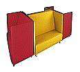 Akustik Sofa, 2- bis 3-Sitzer, Höhe 132, 146x77 cm (B/T), 4er Set,