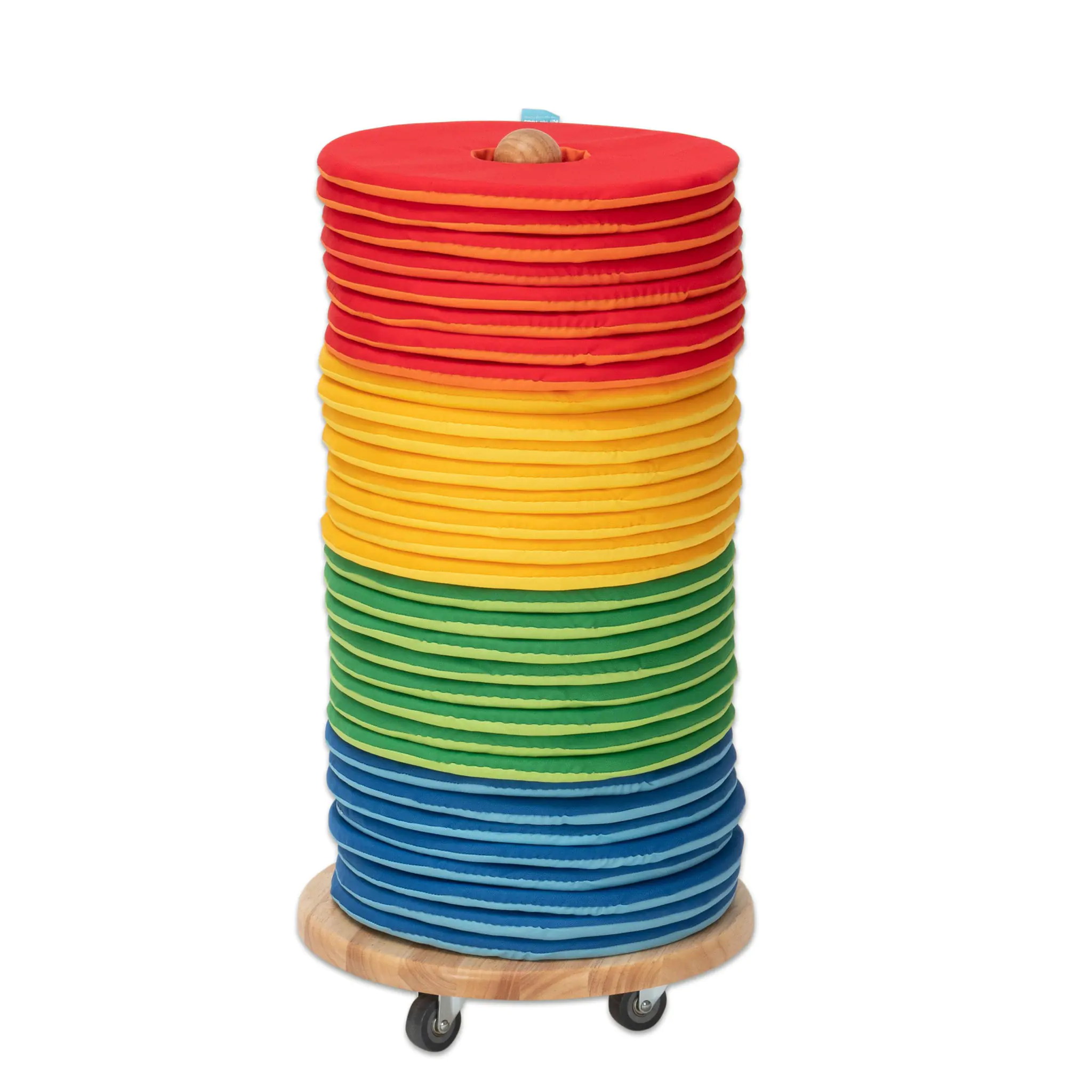 Mobiler Kissenwagen mit 32 Donut-Kissen, Durchmesser 35 cm, Kissenhöhe 2 cm, Gesamthöhe 78 cm aus der Kategorie Kreativ + Spiel