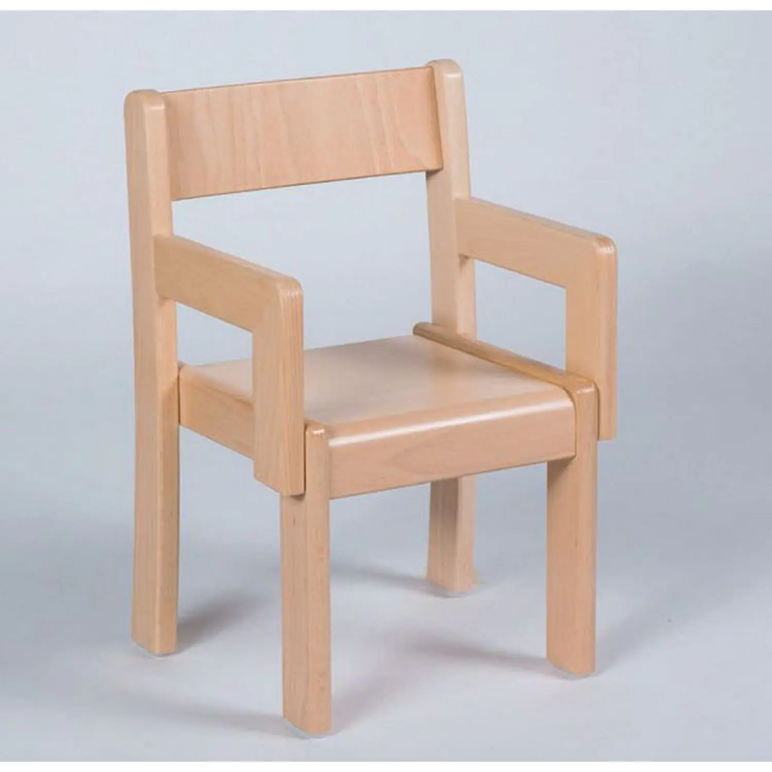 Massivholzkinderstuhl mit Armlehnen, Buche massiv, Kunststoffgleiter aus der Kategorie Stühle