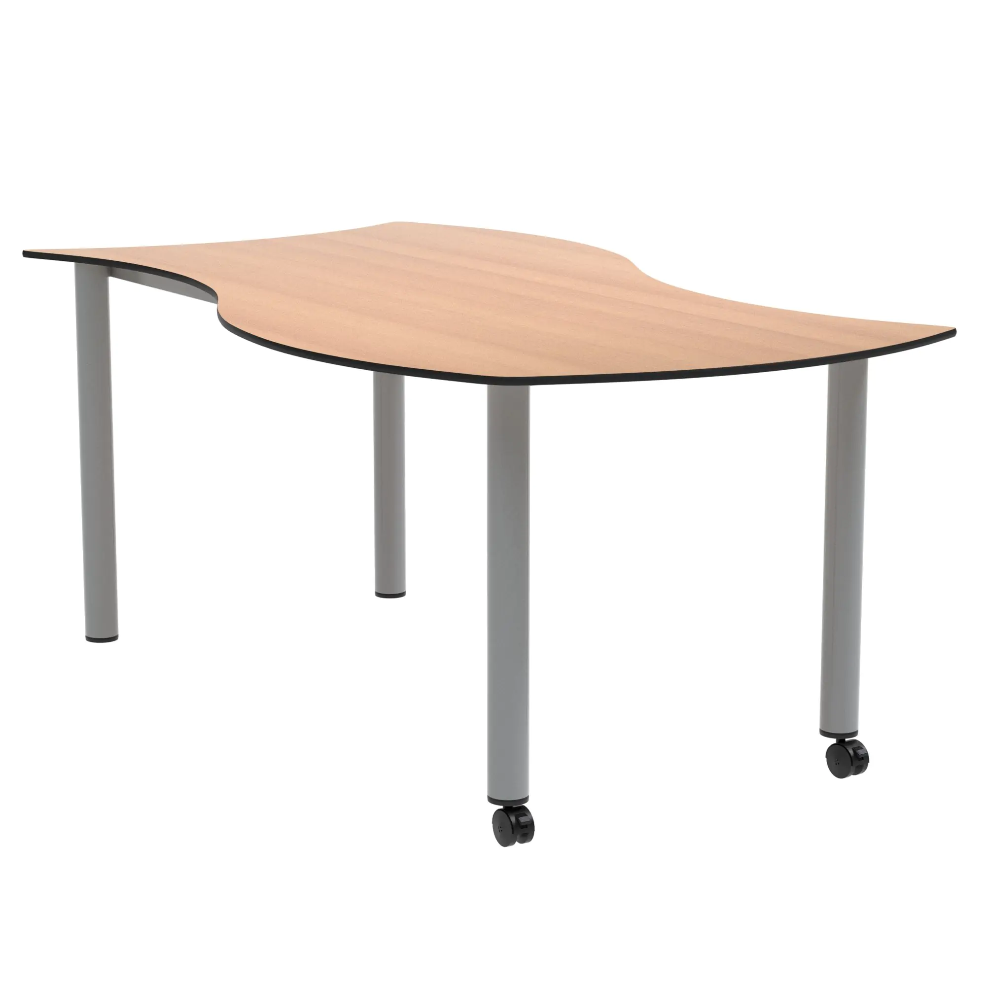 Wellentisch Rechteck, 160x80 (B/T), 72 cm hoch, fahrbar,