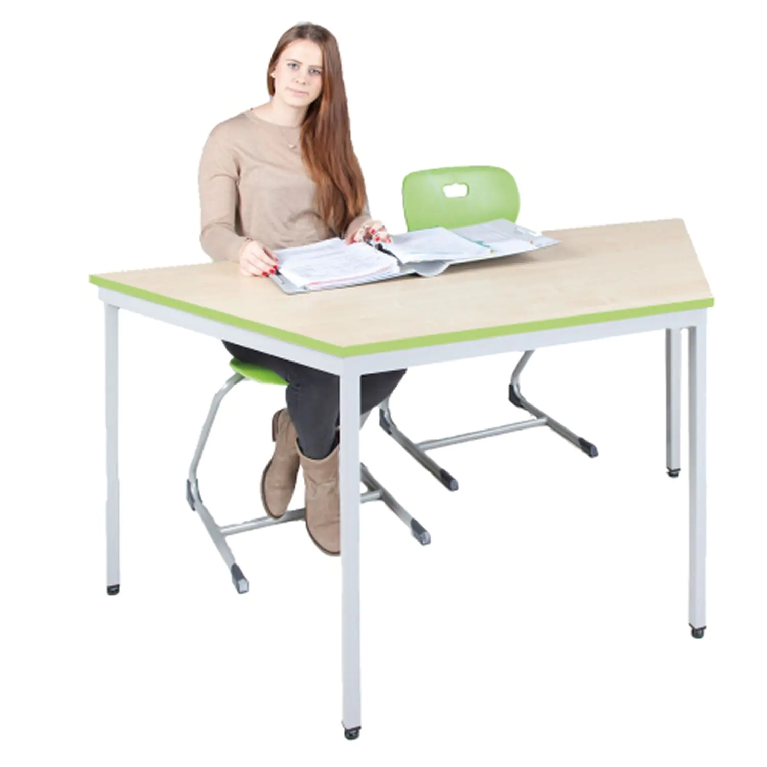 Trapeztisch 150 x 75 cm, Quadratrohrgestell 30 x 2 mm, Platte Melamin aus der Kategorie Trapeztische