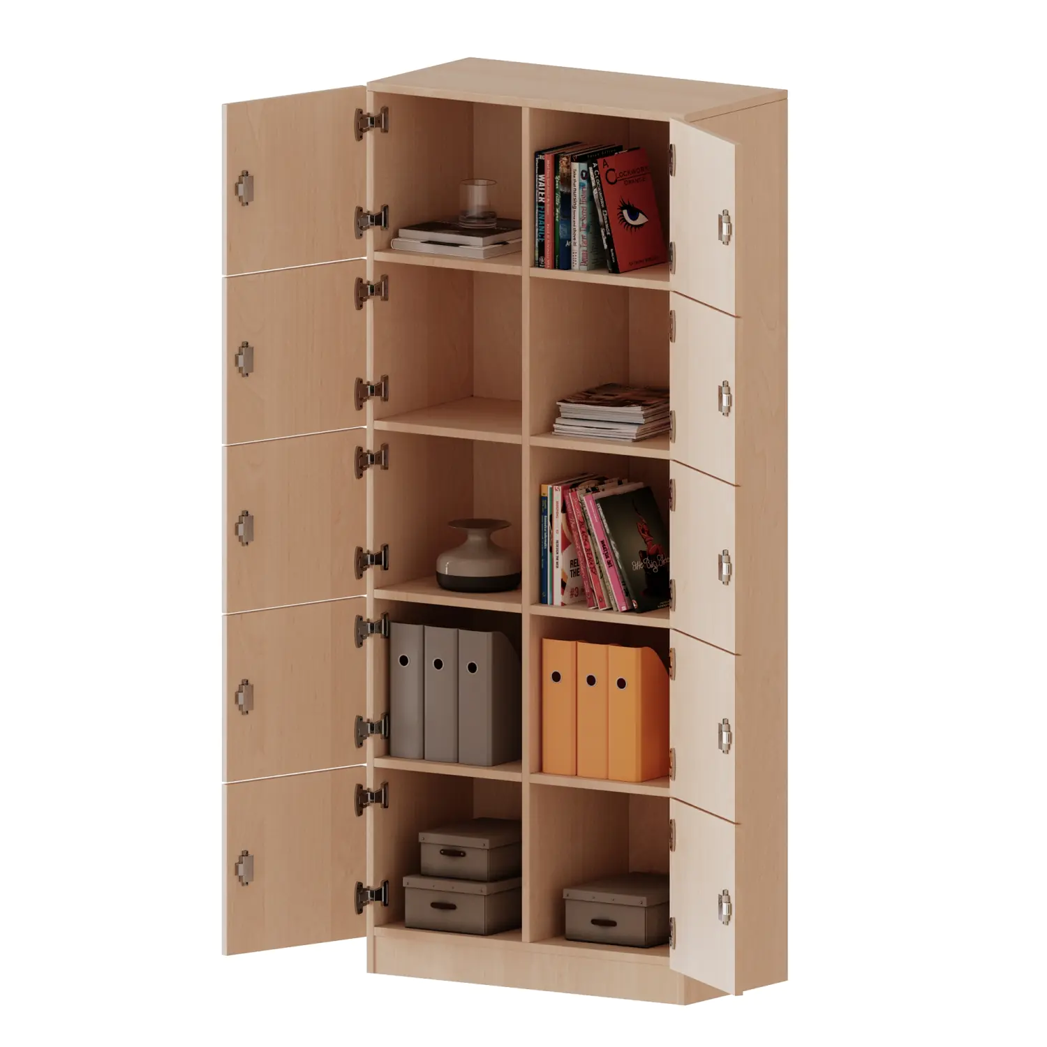 Schließfachschrank, 5 OH, 10 Schließfächer, mit Briefschlitz, B/H/T 80x190x50cm aus der Kategorie Schließfachschränke für Lehrer