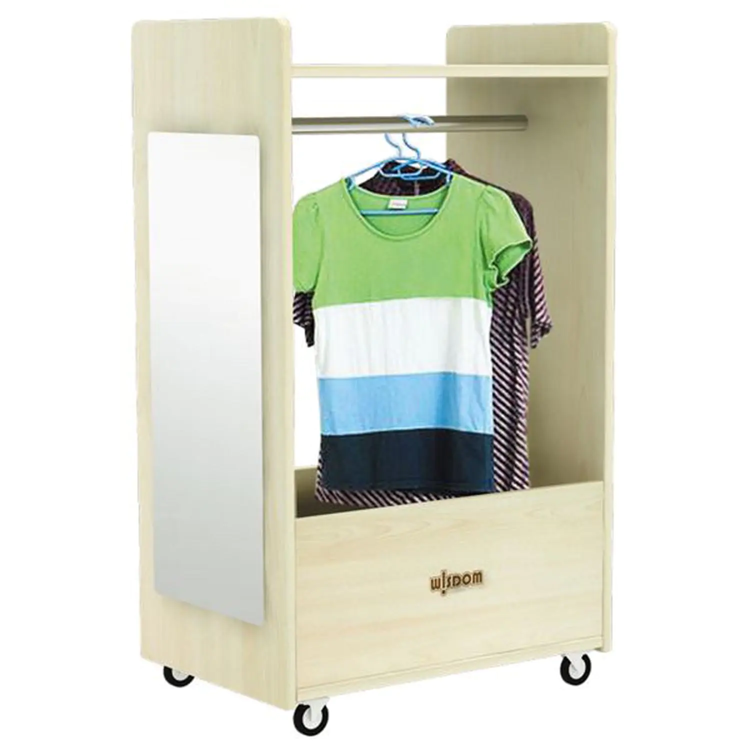 Kleiderwagen mit vier Lenkrollen, Spiegel und Kleiderstange, B/H/T 40 x 100 x 60 cm aus der Kategorie freistehende Garderoben