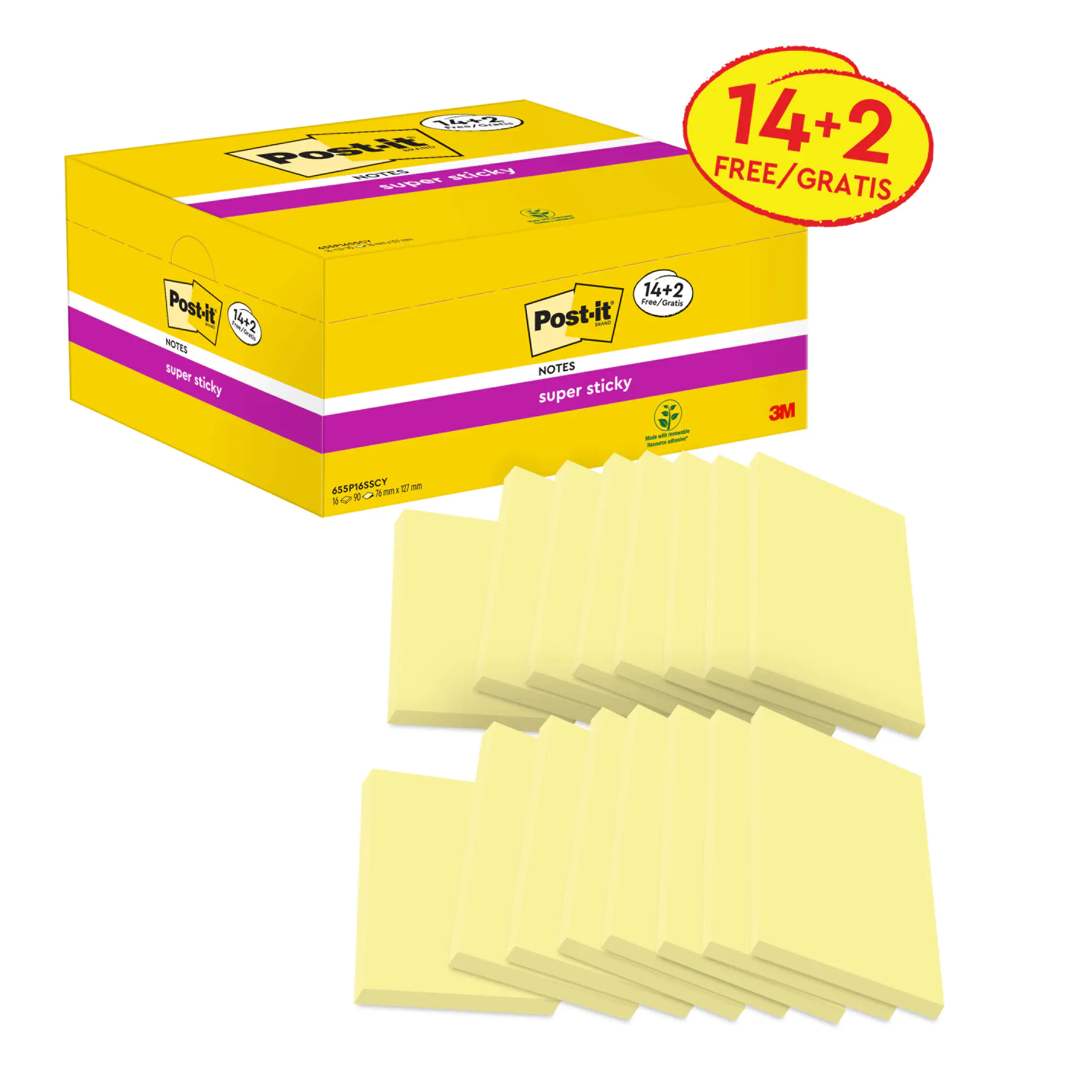 Post-it Haftnotiz Super Sticky 127x76mm ge 16x90Bl aus der Kategorie Haftnotizen & Notizzette