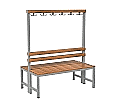 Umkleidebank doppelt, 150 cm breit, Doppel-Haken verdeckt, ohne Schuhrost,