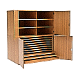 Papierschrank 4-türig, 166 cm hoch, 111x81 cm (B/T), 10 Züge unten,  oben mit MW, 4 verstellbare  aus der Kategorie Papierschränke