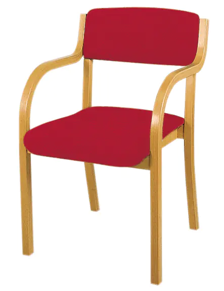 Holz-Polsterstuhl mit Armlehnen, mit Sitz- und Rückenpolster, aus der Kategorie Gestell Holz - Schale Holz