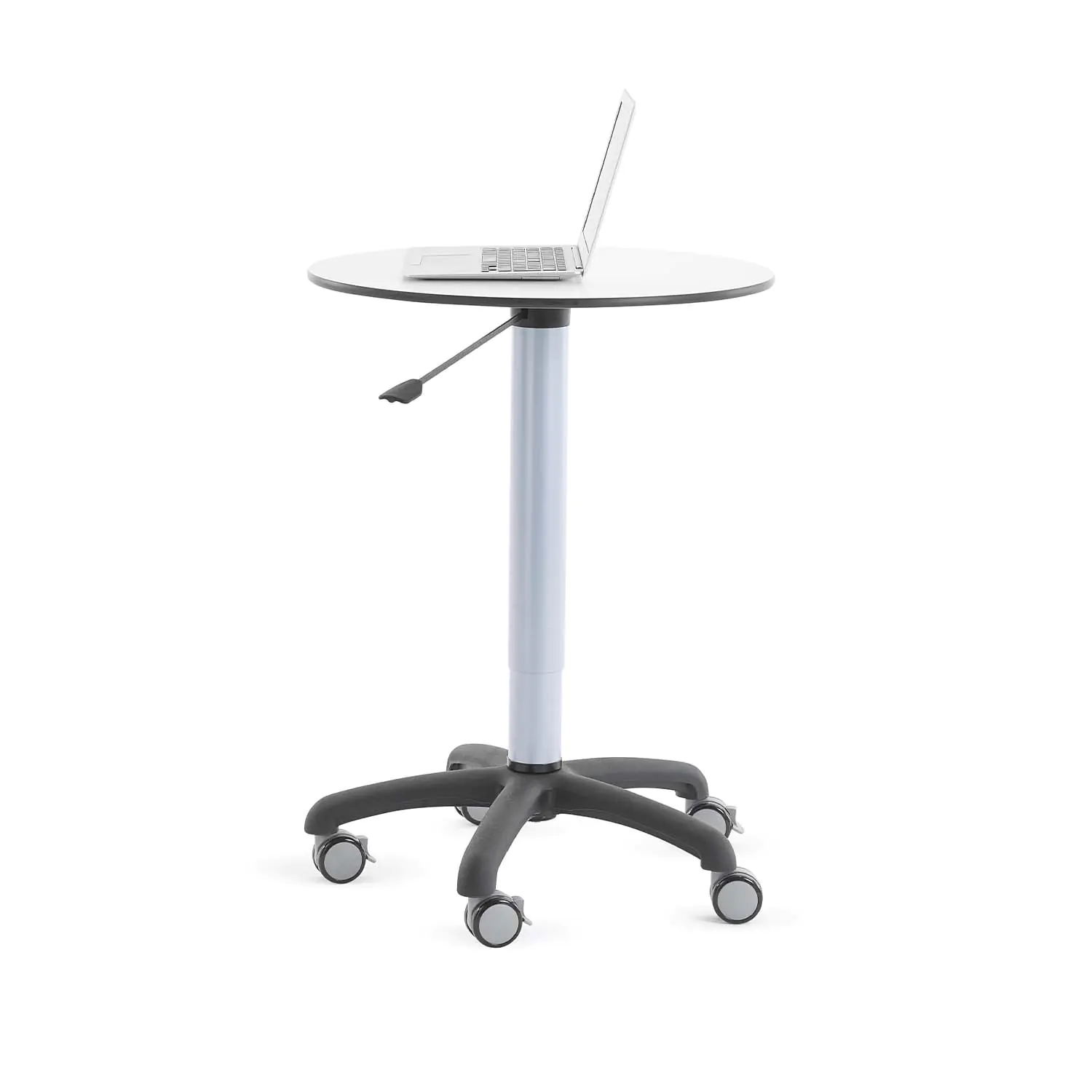 Höhenverstellbarer Tisch, Vollkernplatte, Durchmesser: 60 cm, H: 78-122 cm aus der Kategorie Lehrertische