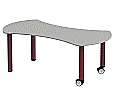 Geschwungener Tisch, 160x80 cm, Höhe wählbar, fahrbar aus der Kategorie Wellentische