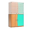 Wellentüren-Unterschrank, 99 cm hoch, 105x50 cm (B/T), Tür rechts aquagrün,