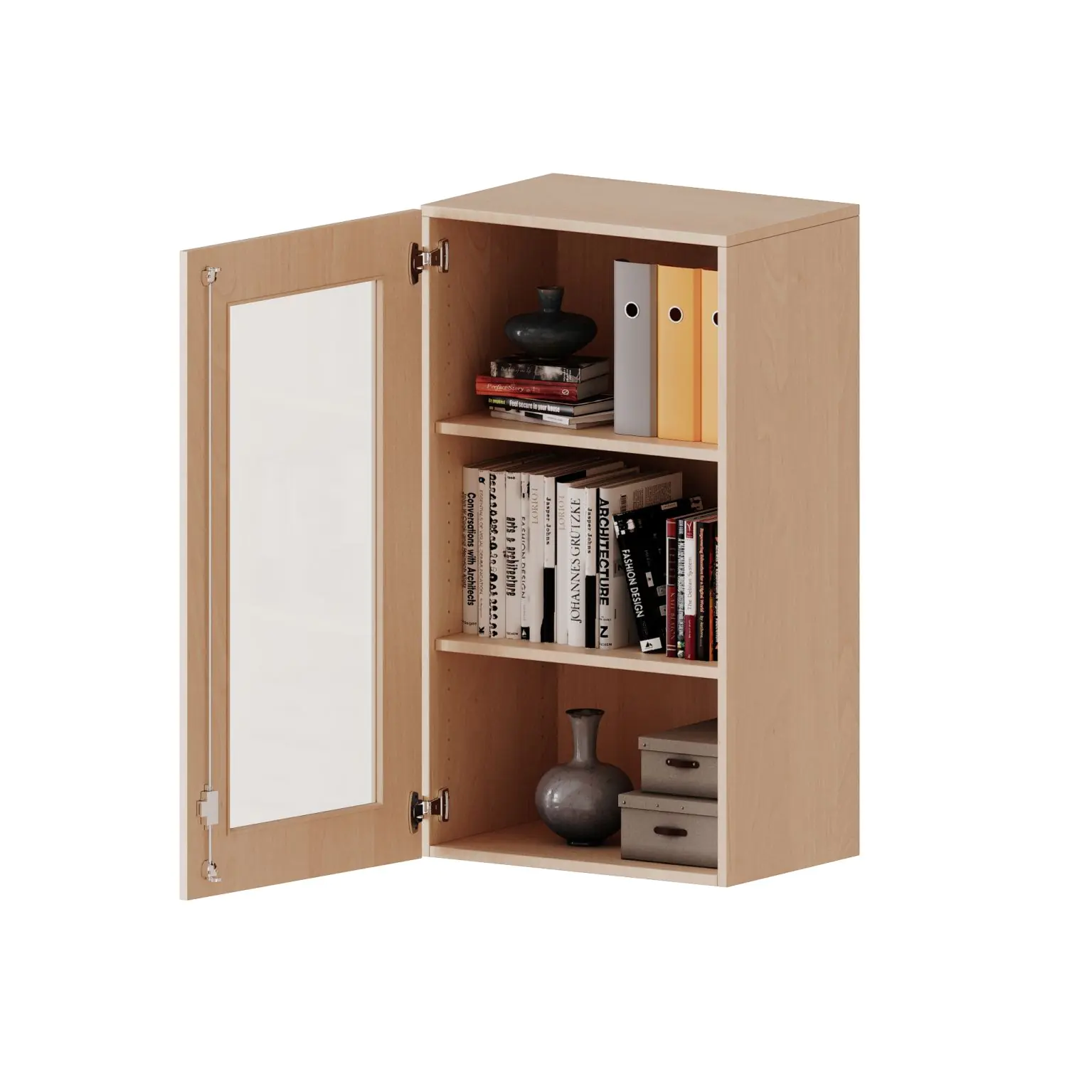 Aufsatz, 3 OH, 1 Tür mit Glaseinsatz, abschließbar, links, B/H/T 60x108x60cm aus der Kategorie Schränke allgemein