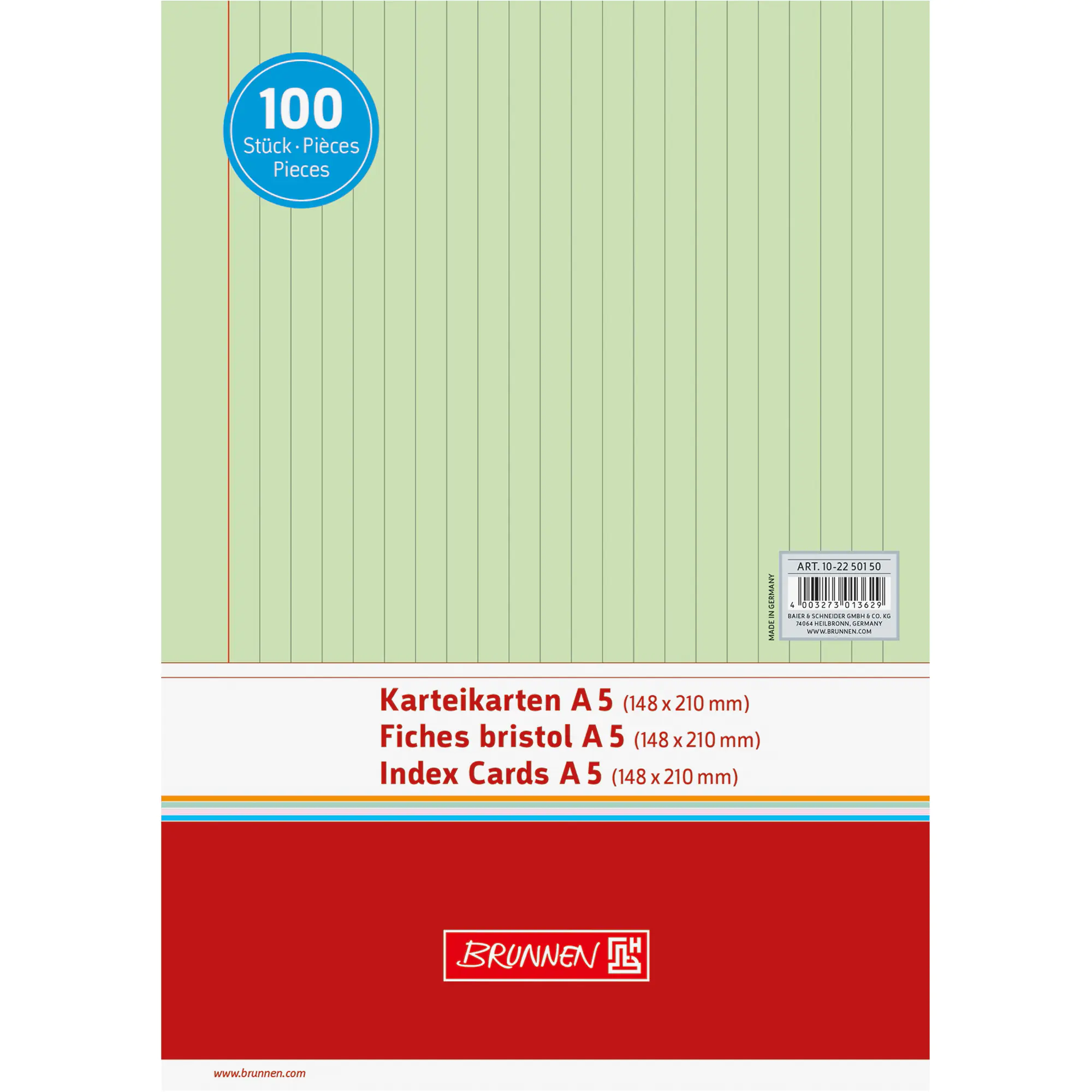 Brunnen Karteikarte DIN A5 lin. gn 100 St. aus der Kategorie Karteiablage
