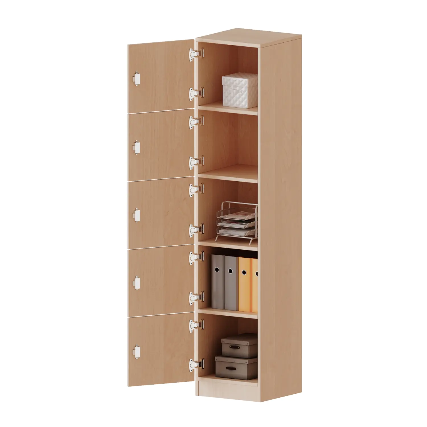 Schließfachschrank, 5 OH, 5 Schließfächer, links, B/H/T 40,5x190x50cm aus der Kategorie Schließfachschränke für Lehrer