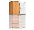 Wellentüren-Aufsatzschrank, 91 cm hoch, 105x50 cm (B/T), Tür rechts grau,