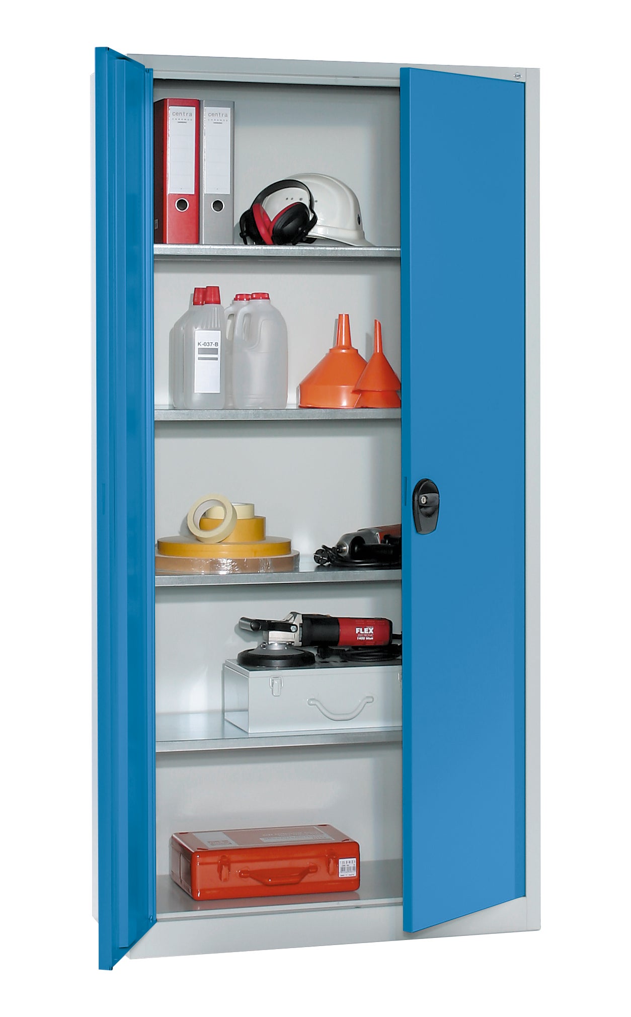 Stahlschrank mit 2 Türen, abschließbar, B/H/T 93 x 195 x 40cm, 4 verstellbare Fachböden, Lieferzeit: aus der Kategorie Schränke allgemein
