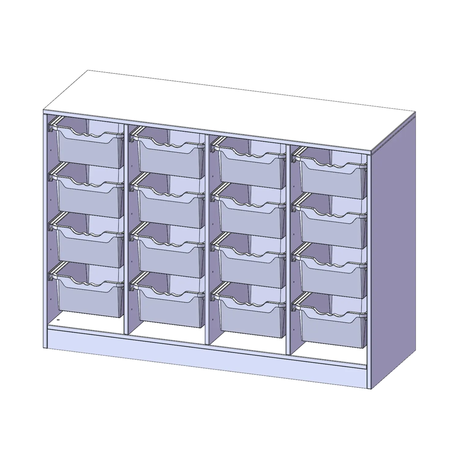 ErgoTray Regal, 4reihig, 2,5 OH,  16 hohe Boxen, B/H/T 138,7x100x50cm aus der Kategorie Klassenraumregale