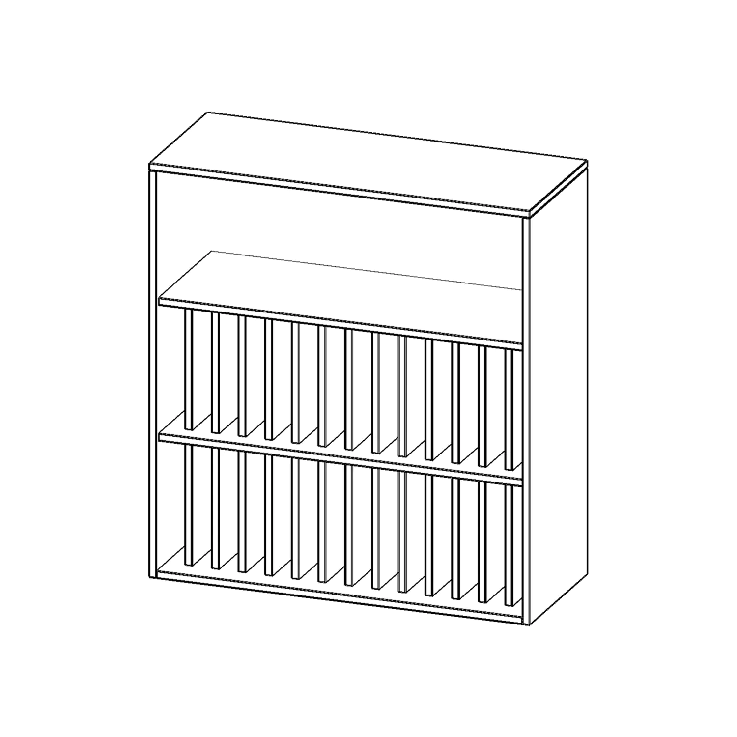 Aufsatz für Klassenbücher, 3 OH, 2 Reihen für je 14 Klassenbücher, B/H/T 100x108x40cm aus der Kategorie Schränke allgemein