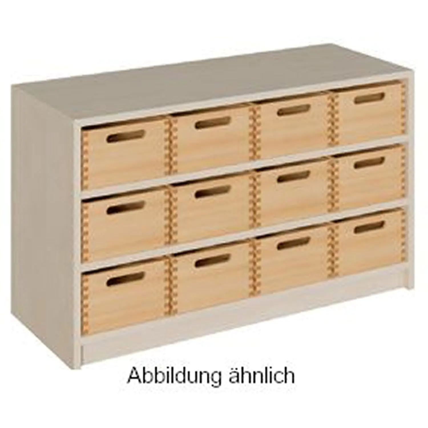 Schränke mit 12 mittleren Massivholzkästen mit SF, 60cm hoch aus der Kategorie Regale mit Materialkästen