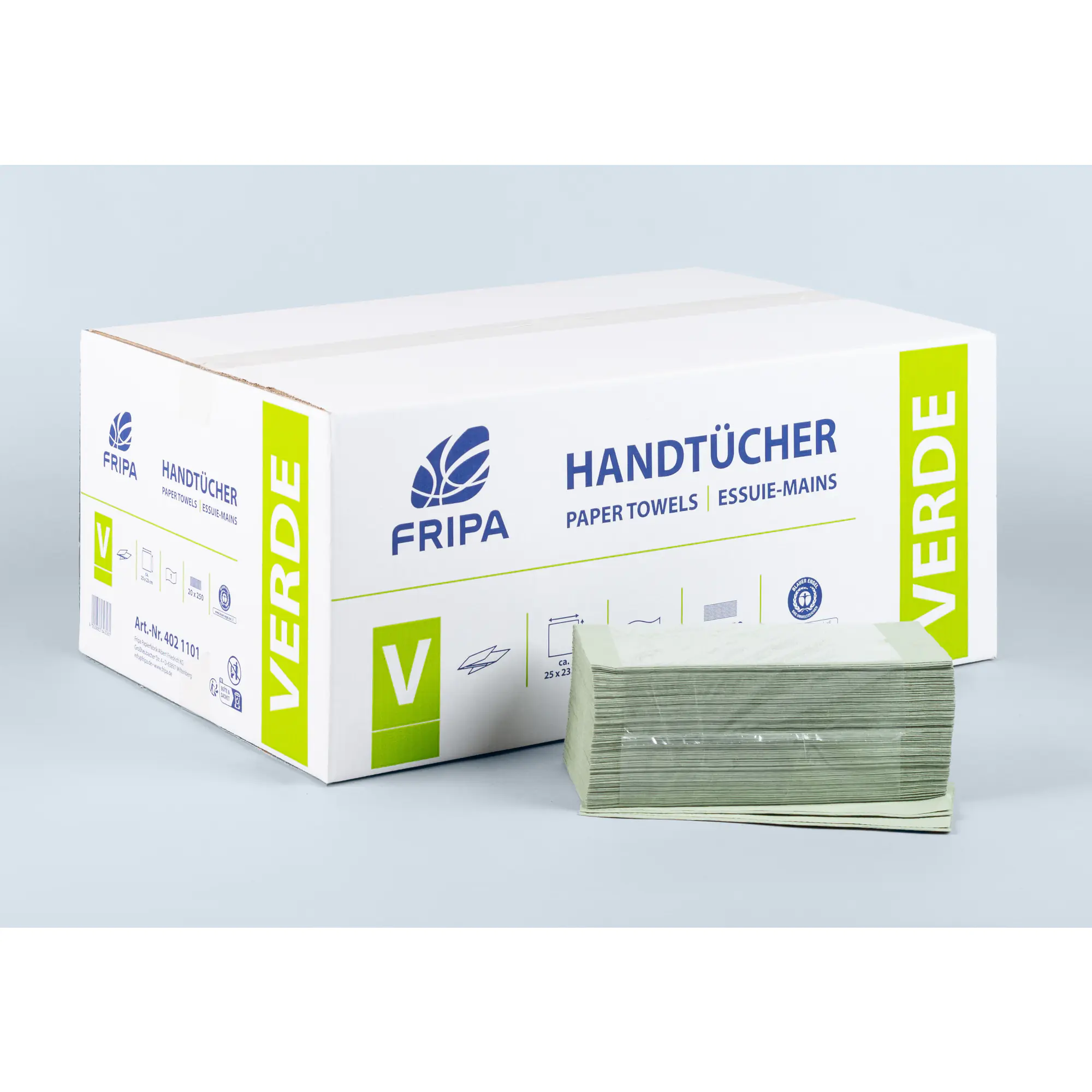 Fripa Papierhandtuch Verde V- Falz 25x23cm gn 20x250 Bl. aus der Kategorie Hygiene