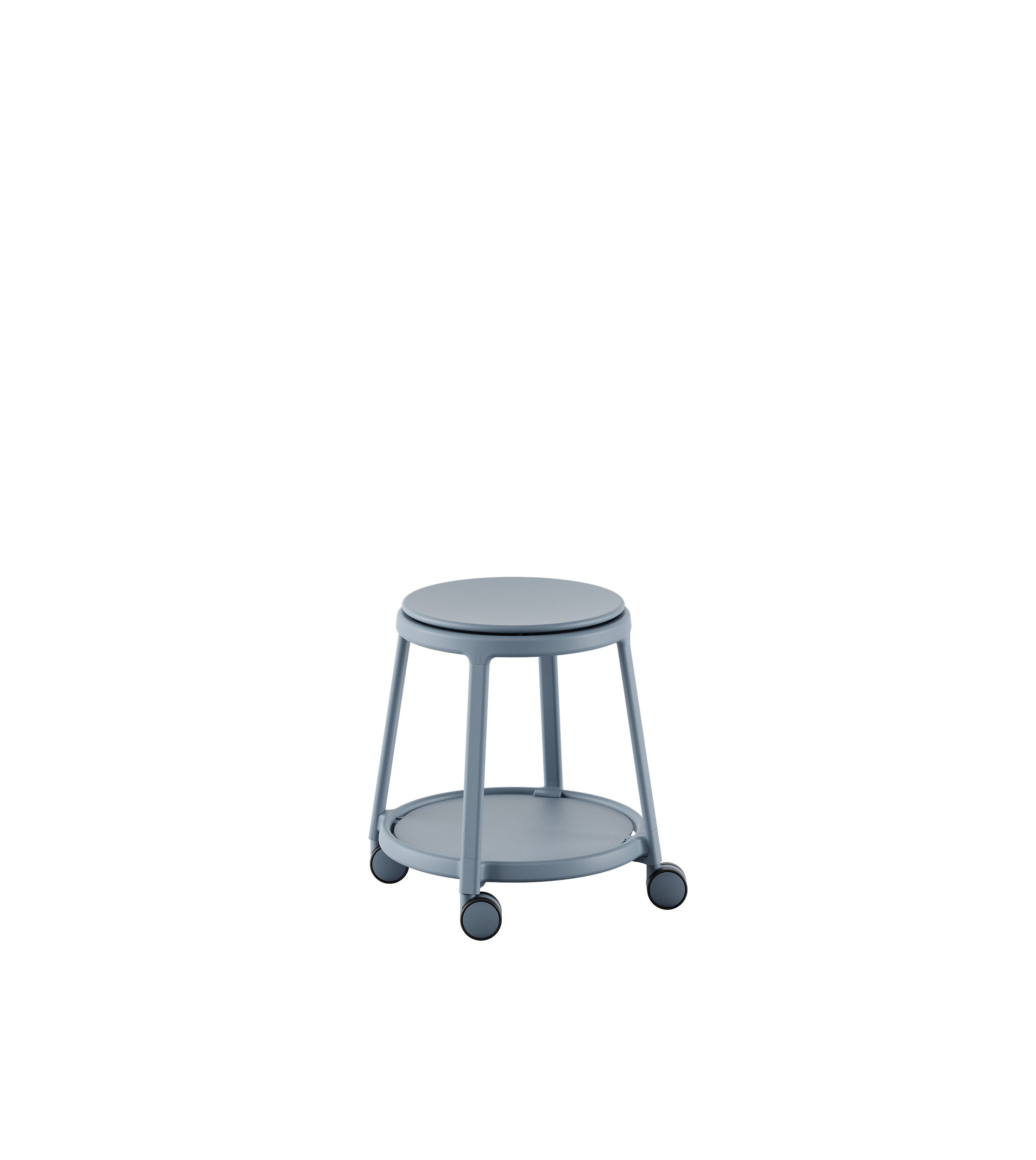 ROUND&ROLL feste Sitzfläche aus Polypropylen, fahrbar aus der Kategorie Hocker