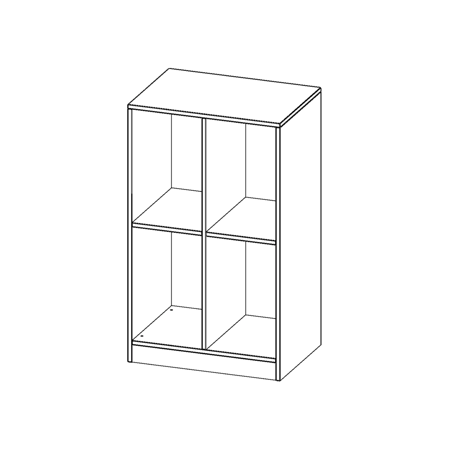 Raumteiler Regal, 2 OH, 4 Fächer, wechselseitig angeordnet, B/H/T 100x82x50cm aus der Kategorie Regale allgemein