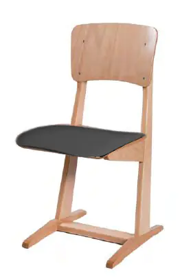 Lehrerstuhl aus Buche Massivholz, mit Holzkufen, mit Sitzpolster in anthrazit, Rücken Buche natur aus der Kategorie Lehrerstühle