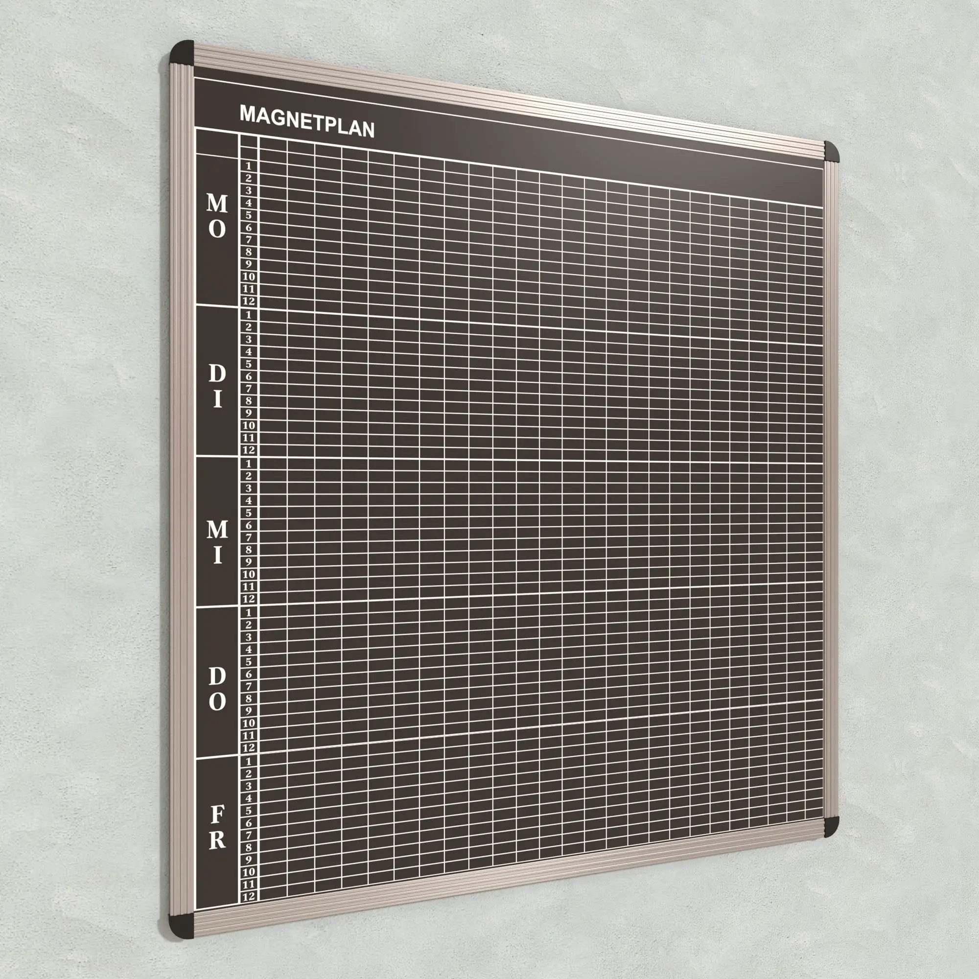Klassen-Plantafel, 12 Stunden Mo-Fr, für 25 Klassen, 123x117 cm, aus der Kategorie Klassenplan-Tafeln 12h