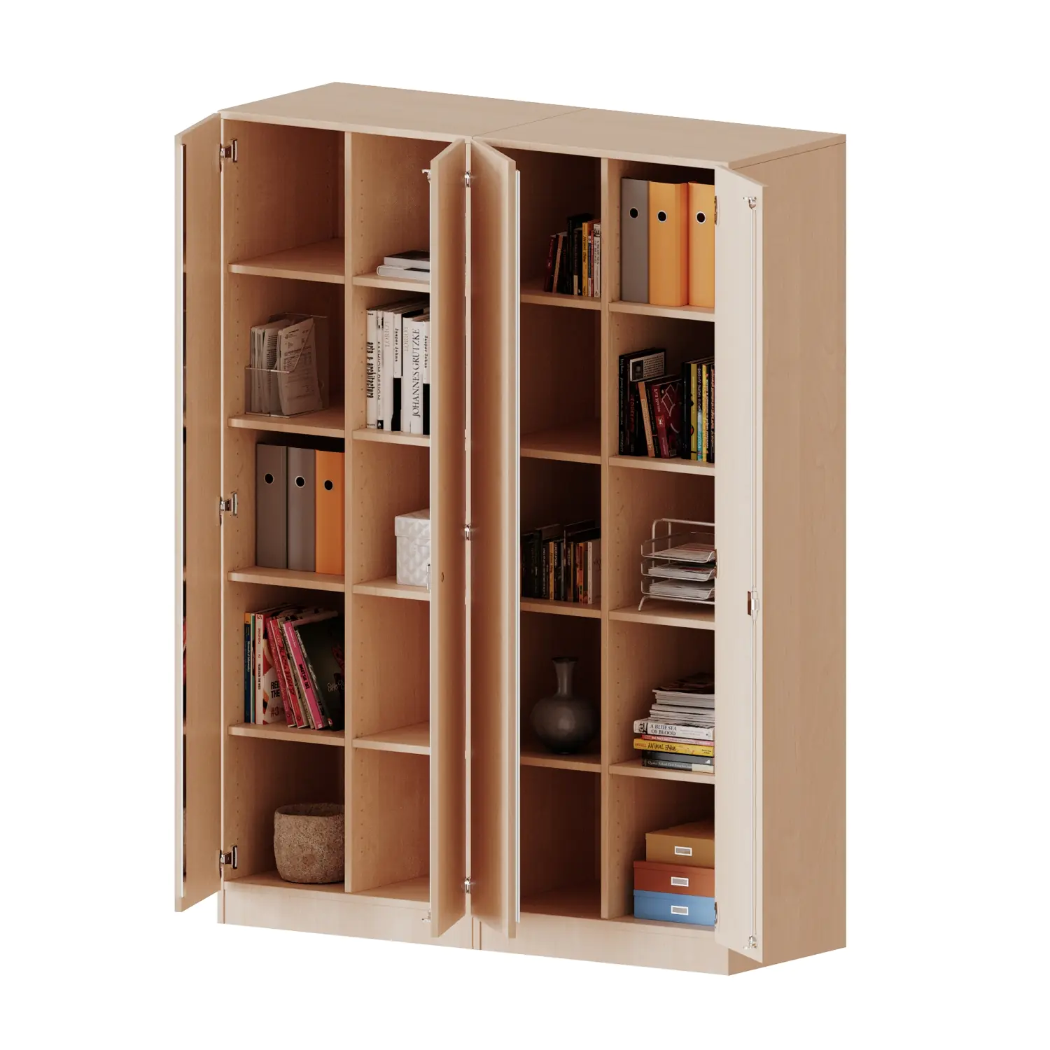 ErgoTray Schrank, zweiteilig, 4reihig, 5 OH, viertürig, zweiteilig, B/H/T 140,6x190x50cm aus der Kategorie Schränke