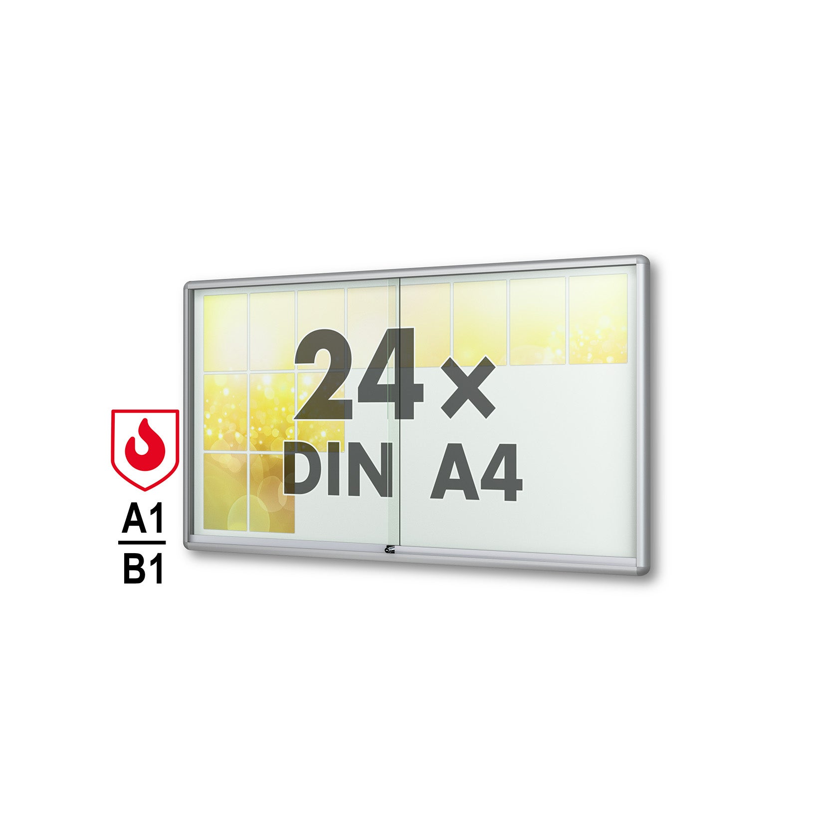 Info-Wandvitrine,  103 cm hoch, 183,5x5,0 cm (B/T), Rückwand  weiß, magnethaftend, aus der Kategorie Informationsvitrinen Innen wandmontiert