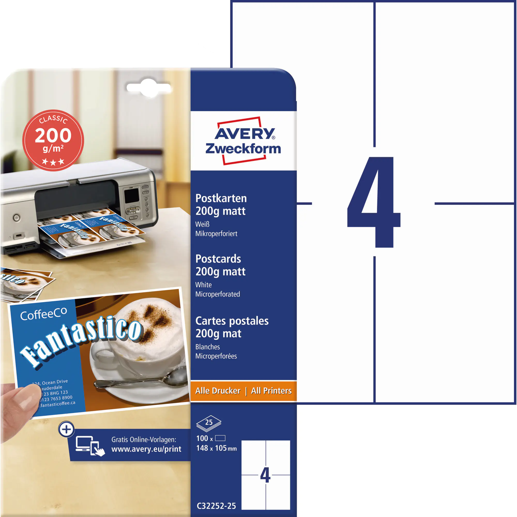 Avery Zweckform Postkarte 148x105mm 25St. aus der Kategorie Karten