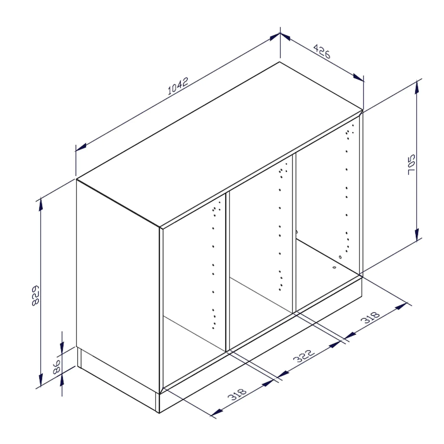 qickly® Schrank, 2 OH, 2 Türen mit Schloss, B/H/T: 104,2x74,3x42,6 cm aus der Kategorie Schränke Schnelllieferprogramm