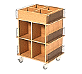 Bücherwagen, B/H/T 73 x 105 x 60 cm, fahrbar, mit 18 Fächern