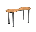 Kleeblatt 2er Tisch, 118x49 cm (B/T), höhenverstellbar 58-72 cm,
