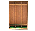 Schulranzenregal, 160 cm hoch, 105x50 cm (B/T), 6 Fächer, 3-spaltig, 3er-Kleiderhaken