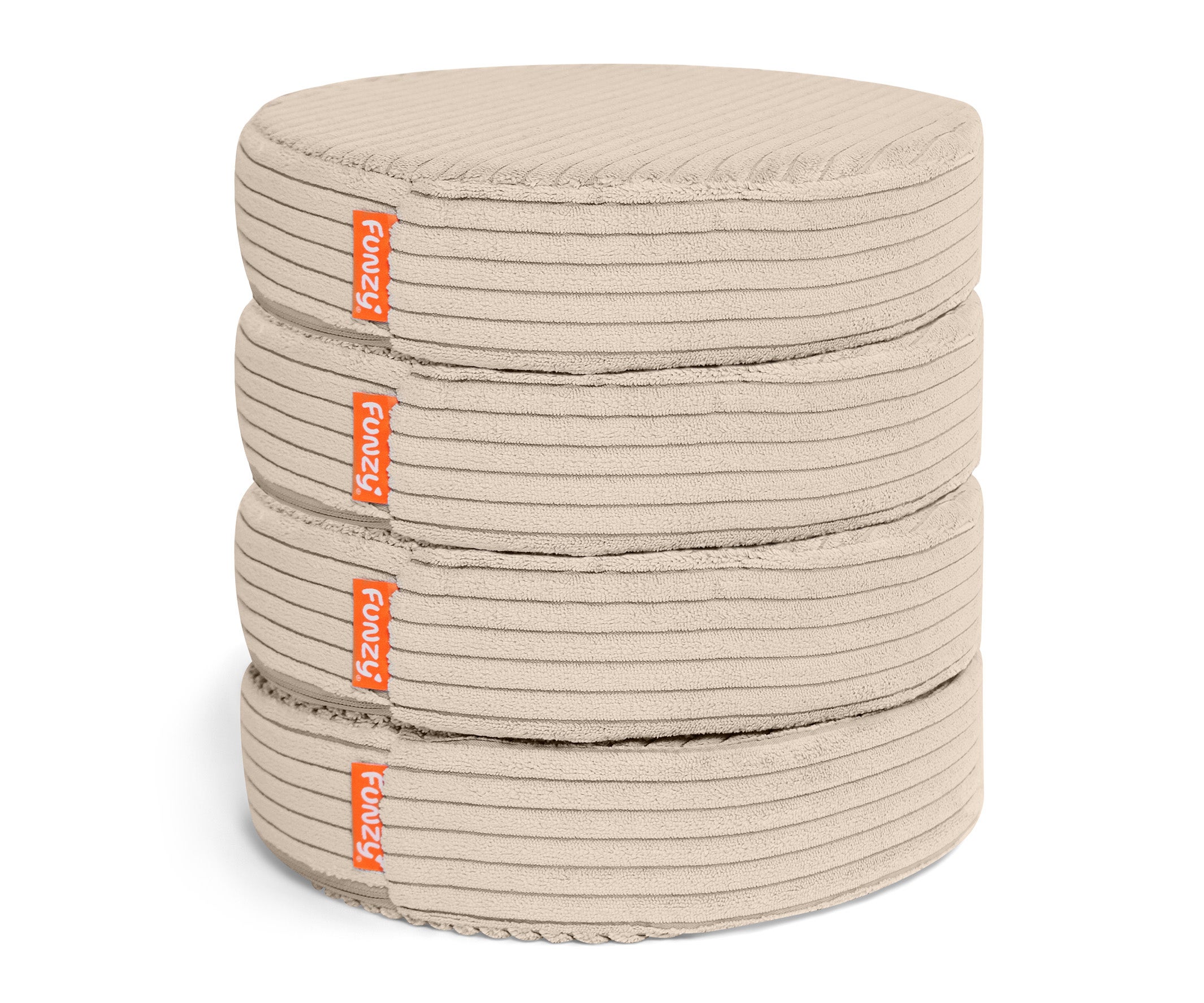 Funzy Buttons Ø 32cm, Höhe 7cm, Set aus 12 runden Spiel- und Sitzkissen mit Cordbezug aus der Kategorie Polstermöbel