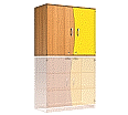 Wellentüren-Aufsatzschrank, 91 cm hoch, 105x50 cm (B/T), Tür rechts gelb,