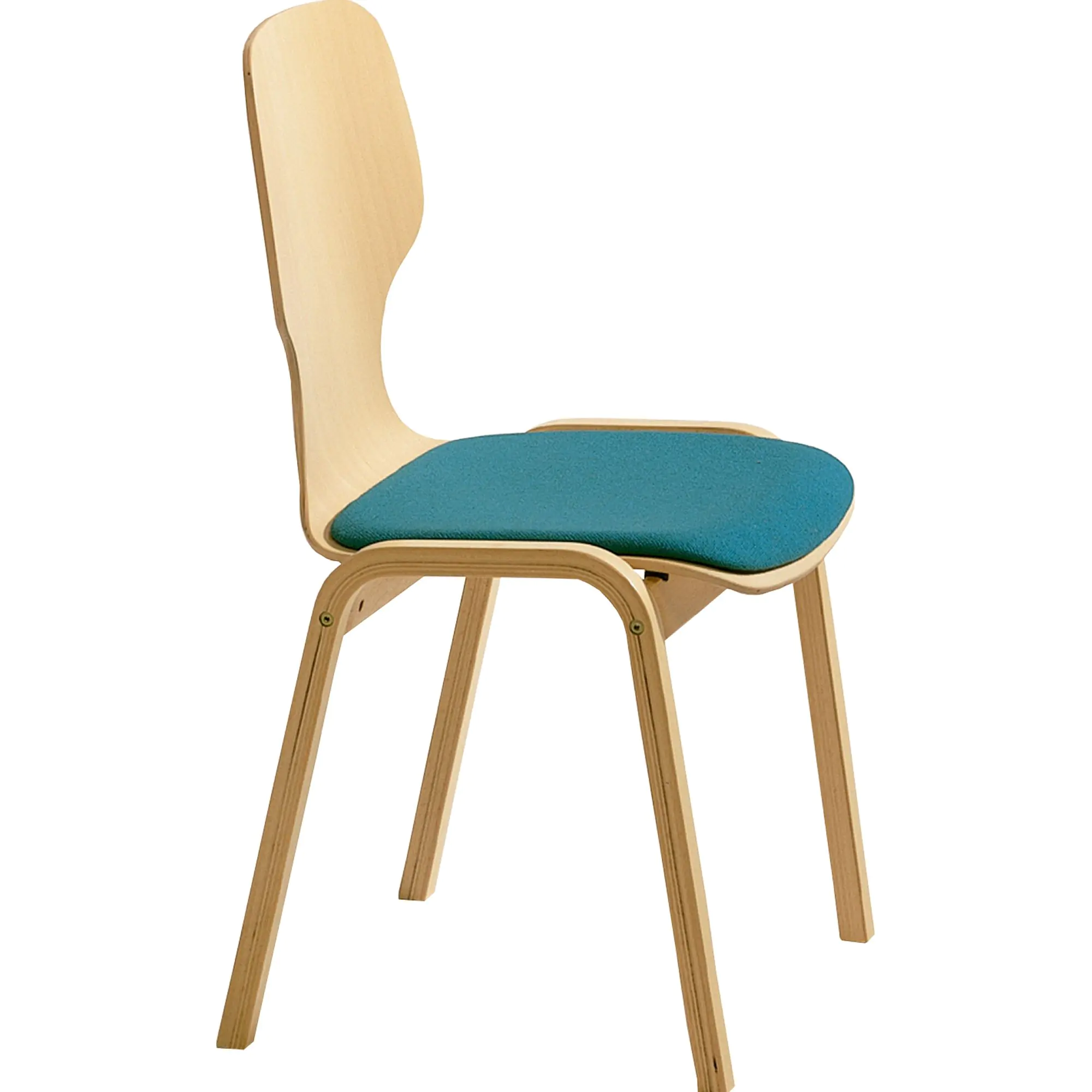 Holz-Polsterstuhl  ohne Armlehne, mit Sitzpolster, aus der Kategorie Gestell Holz - Schale Holz