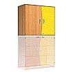 Wellentüren-Aufsatzschrank, 91 cm hoch, 105x50 cm (B/T), Tür rechts gelb,