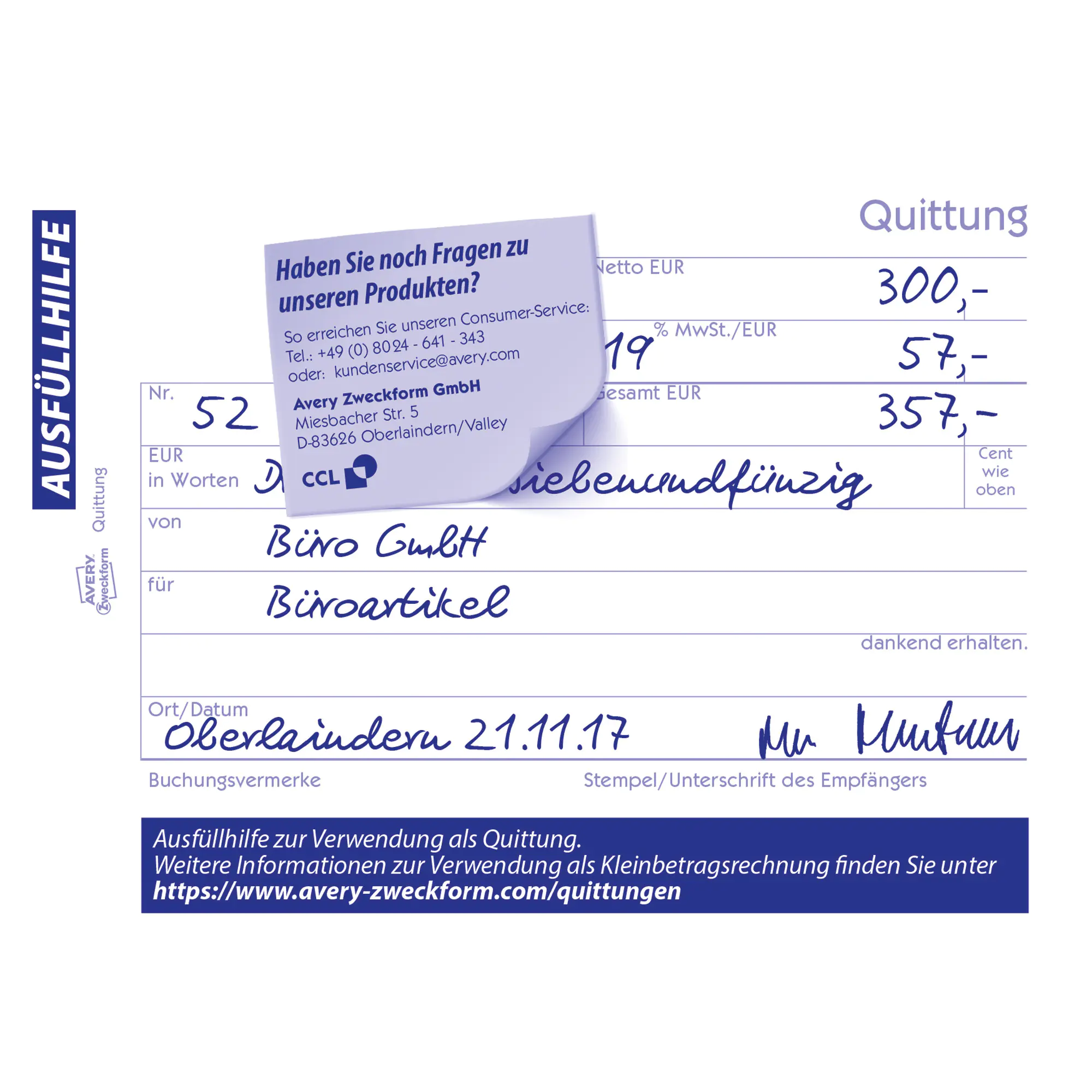 Avery Zweckform Quittung DIN A6 quer 2x40Blatt aus der Kategorie  Formulare & Verträge