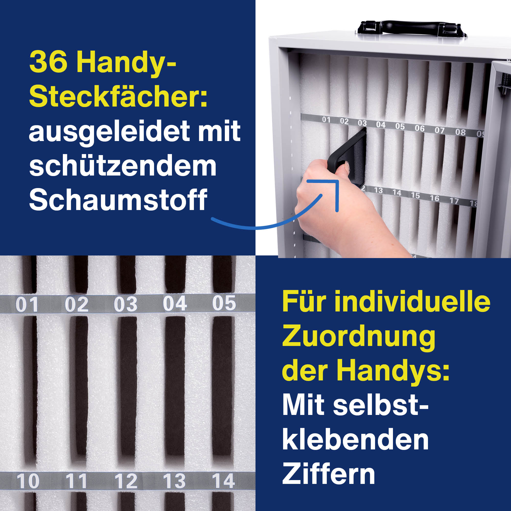 Magnetoplan Smartphone Storage Box, tragbar, Metall, für 36 Smartphones, 295 x 445 x 205 mm aus der Kategorie Smartphone Aufbewahrung