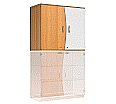 Wellentüren-Aufsatzschrank, 91 cm hoch, 105x50 cm (B/T), Tür rechts grau, aus der Kategorie Schrank-Oberteile Dreh-Tür