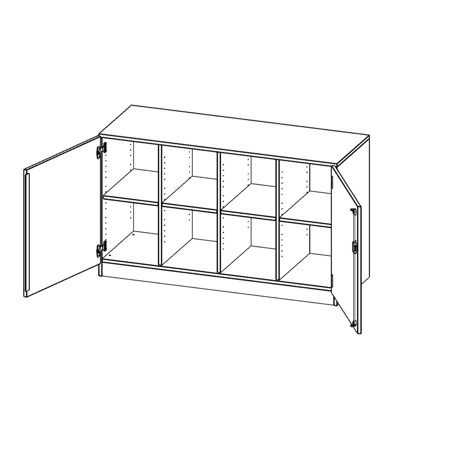 ErgoTray Schrank, 4reihig, 2 OH, zweitürig, B/H/T 138,7x82x50cm aus der Kategorie Klassen- und Schulschränke