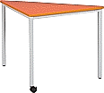 Dreieckstisch, 127x90 cm, 70 cm hoch, beweglich, 1 Fuß mit Rolle,
