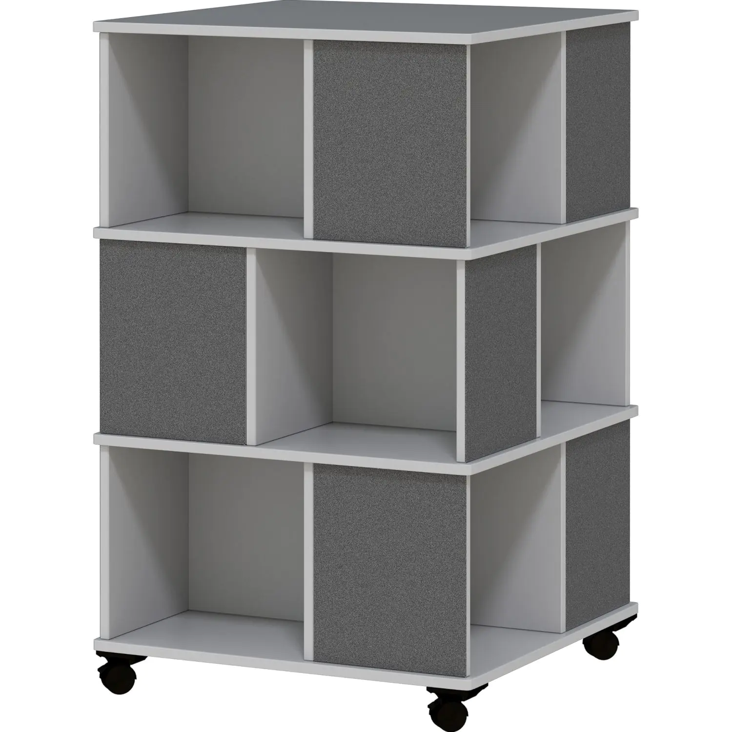 Bücherturm, 122 cm hoch,  75x75 cm (B/T), 3 Ebenen, 12 Fächer, 2 farbig aus der Kategorie Bibliotheksinseln