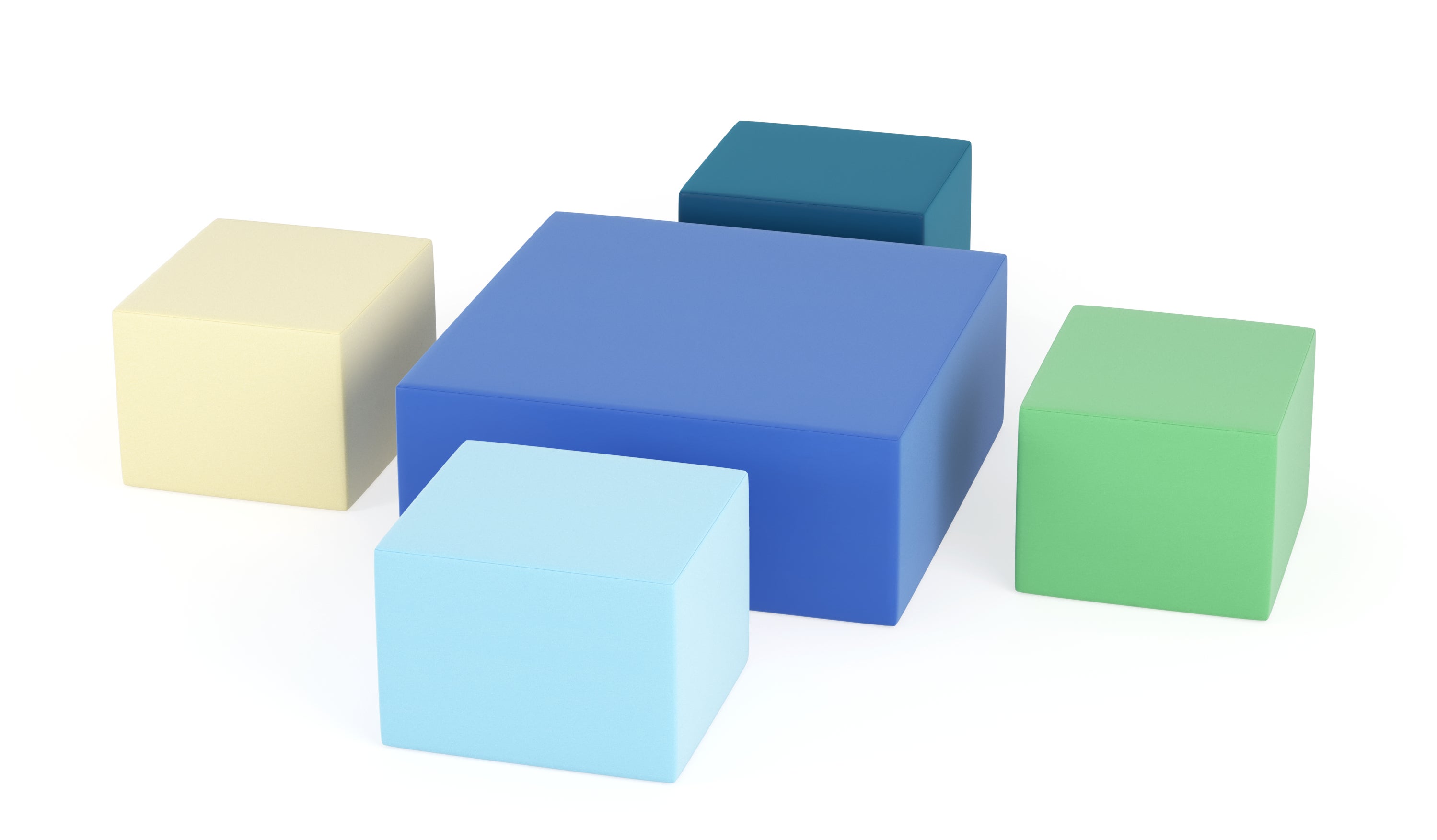 TOBO light Pouf-Set, 5-teilig, blau, Schaumstoff, Meditap aus der Kategorie Sitzsäcke