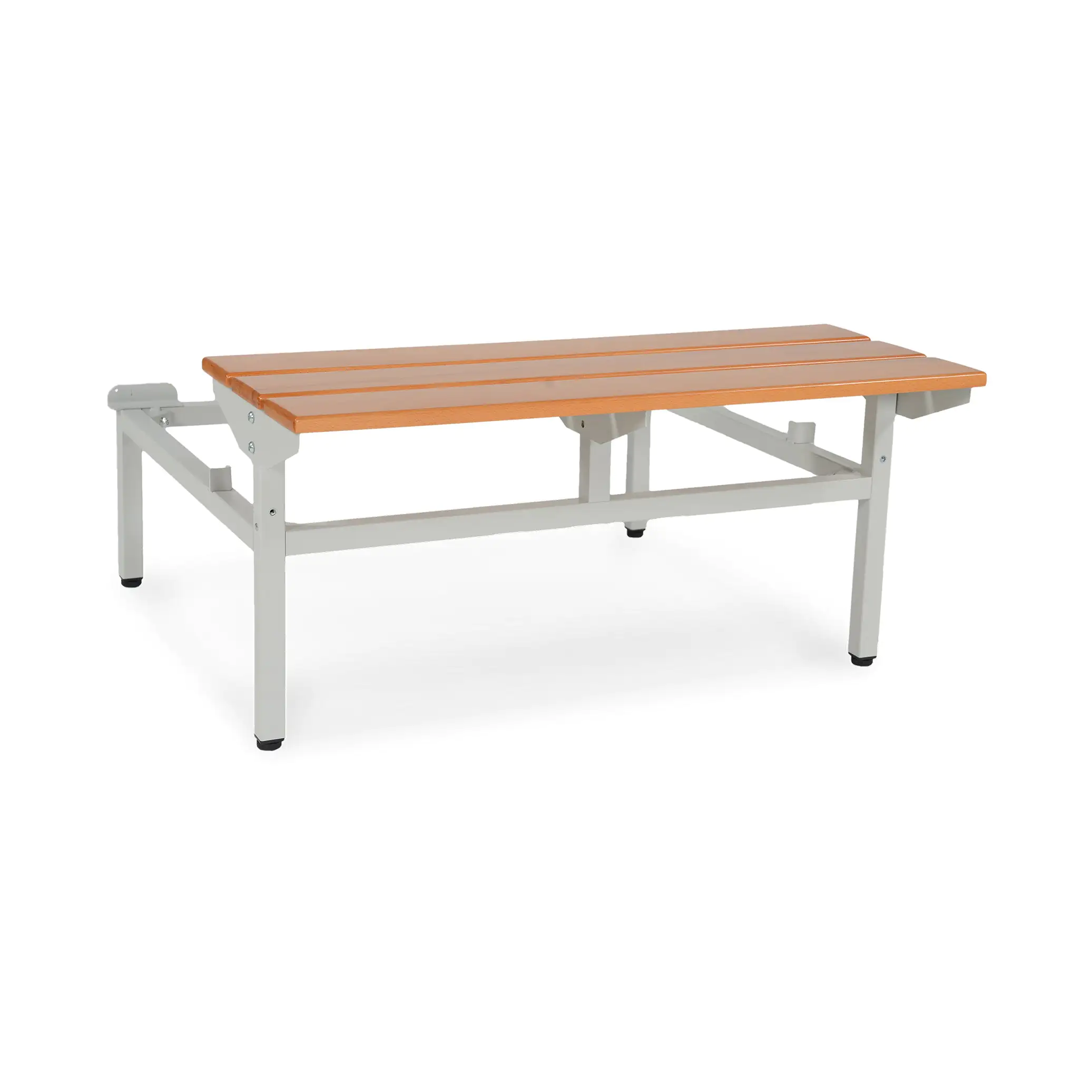Ceha | Spind-Sitzbank 120 | Holz | buche | Gestell  | RAL7035 aus der Kategorie Sitzgelegenheiten